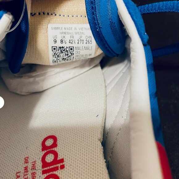 Rare Sample Tag Adidas Handball Spezial Blue Red White Men 9 US 8.5 UK 42 2/3 EU
